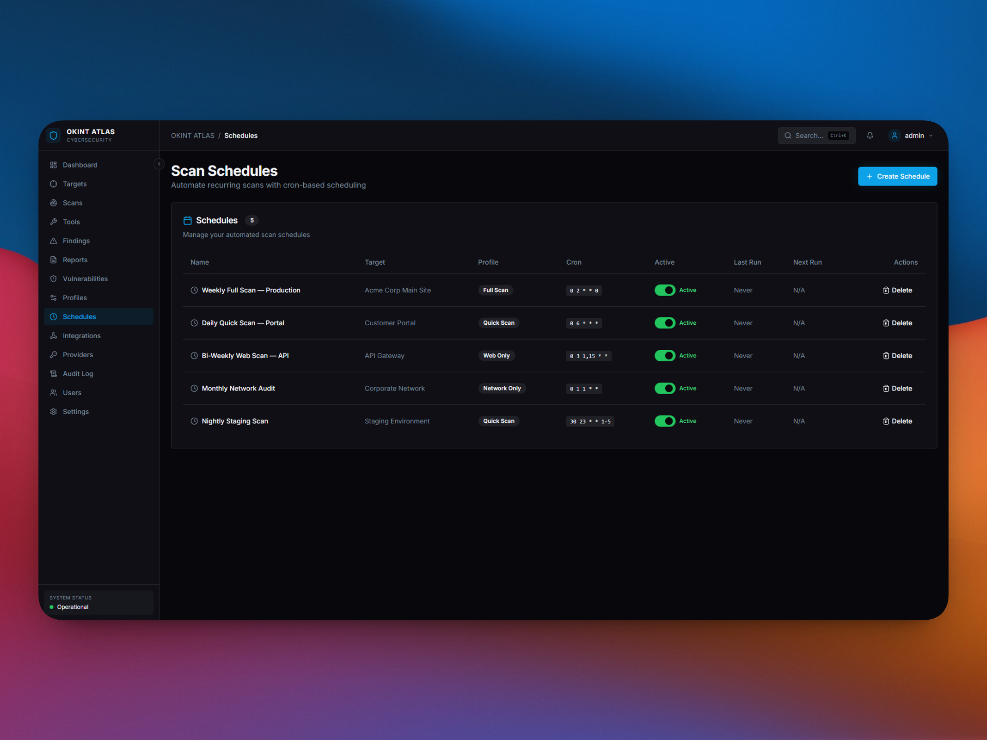 Automated scan scheduling
