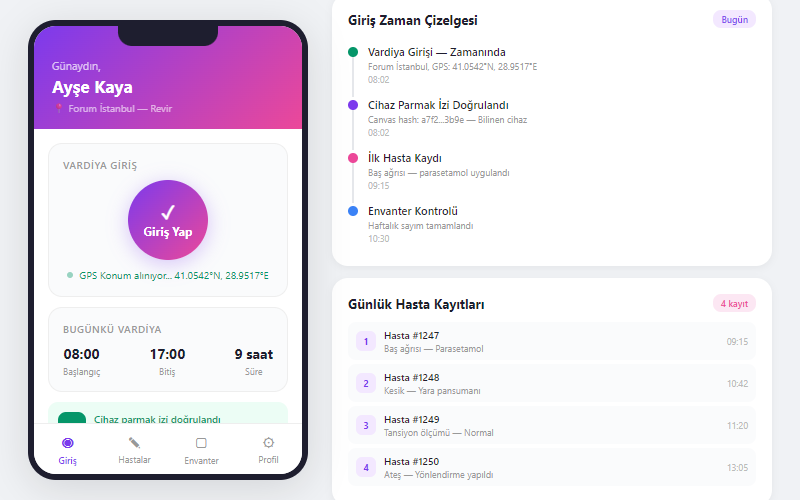 Employee check-in interface