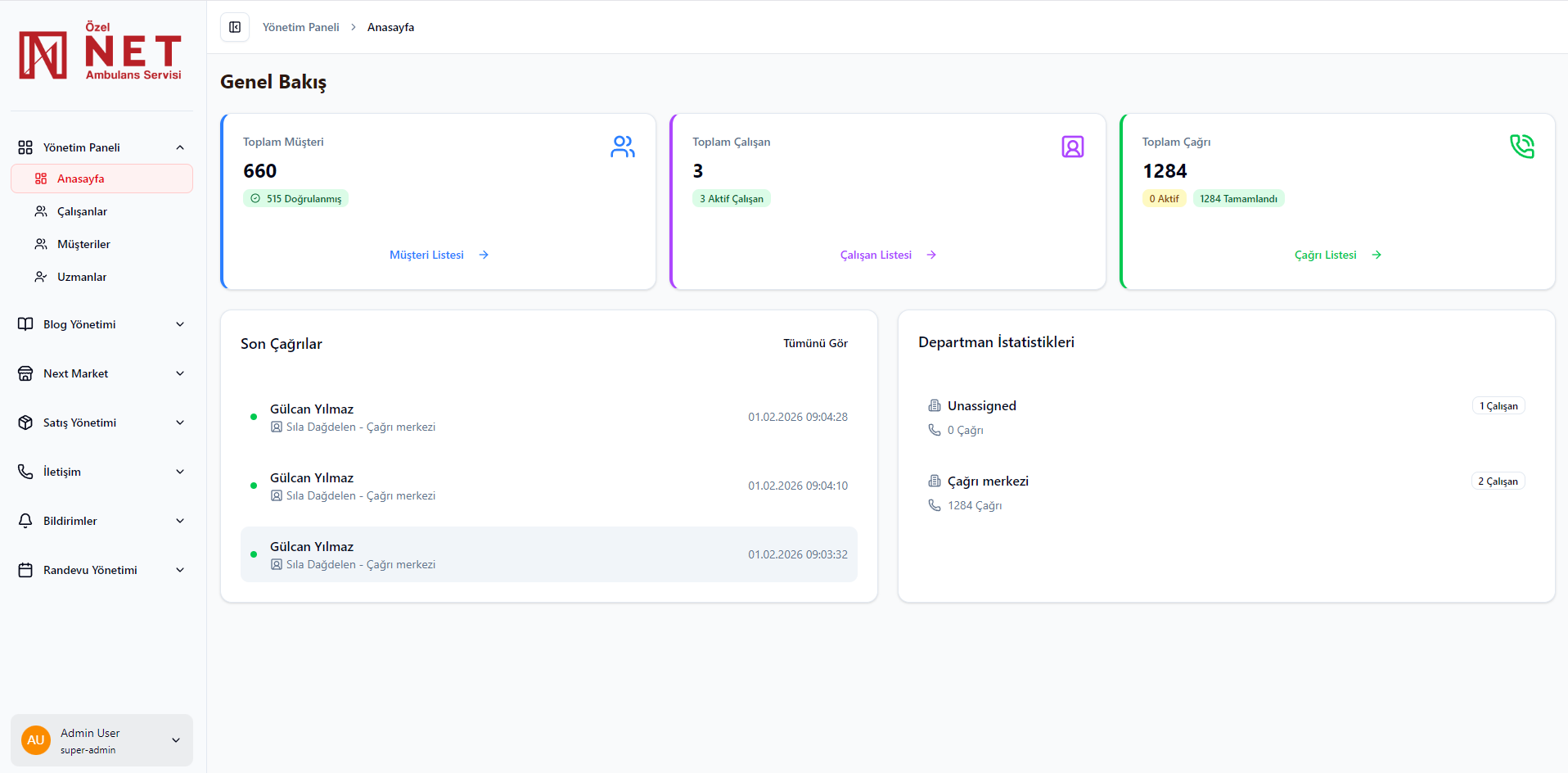 Next Plus Health admin dashboard