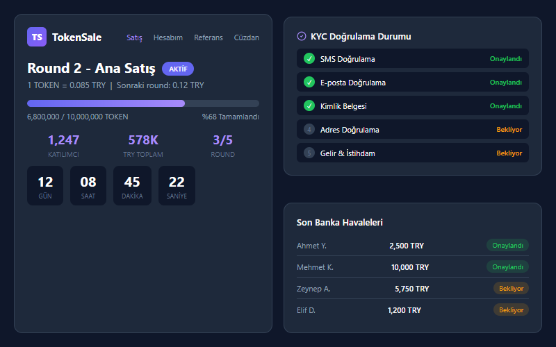 Token ICO sale platform dashboard